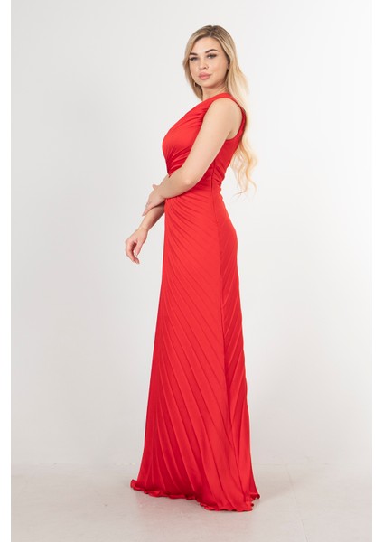 Kırmızı Bel Dekolteli Taş Işlemeli Abiye Elbise 4521014.08 fırsatları