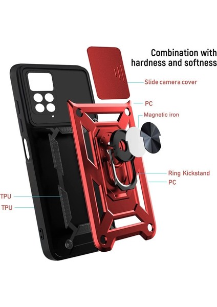 Xiaomi Redmi Note 12 Pro Kılıf Kamera Korumalı Sürgülü Yüzüklü Pars modelleri
