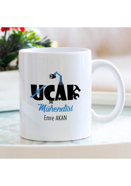 Uçak Mühendisi Isme Özel Meslek Kupa Bardak