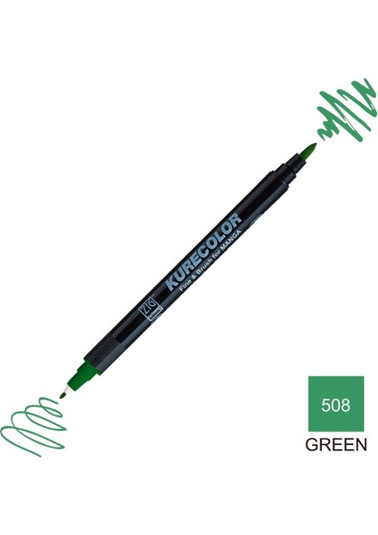 Kurecolor Mangaka Fine&brush Çift Taraflı Kalem CNKC-2200 No 508 Green