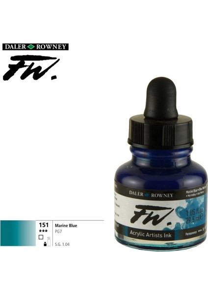 Likit Akrilik (Pistole) Mürekkebi Fw Ink 29.5ml 151 Marine Blue