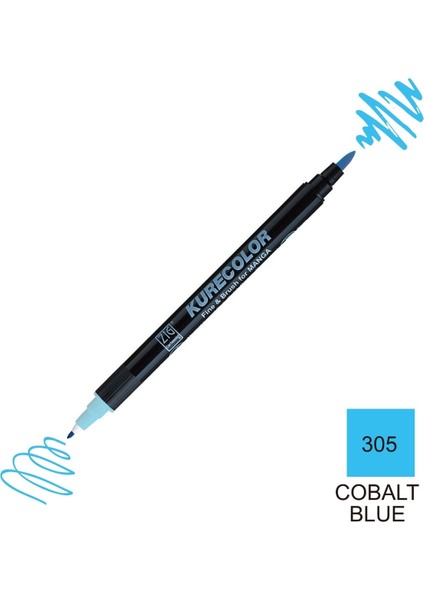 Kurecolor Mangaka Fine&brush Çift Taraflı Kalem CNKC-2200 No 305 Cobalt Blue