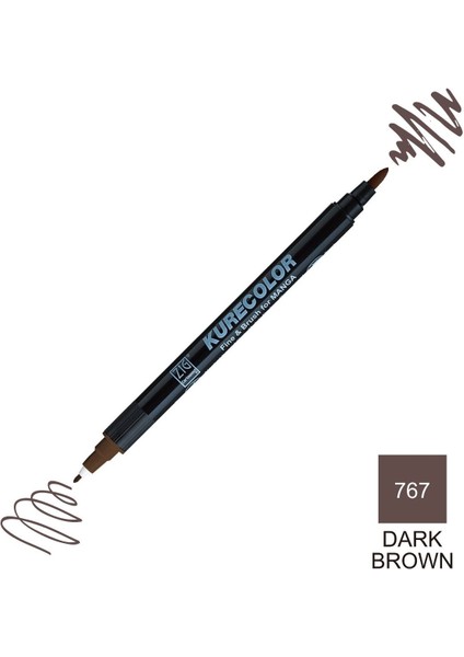 Kurecolor Mangaka Fine&brush Çift Taraflı Kalem CNKC-2200 No 767 Dark Brown