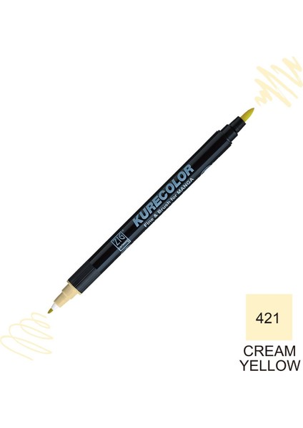 Kurecolor Mangaka Fine&brush Çift Taraflı Kalem CNKC-2200 No 421 Cream Yellow