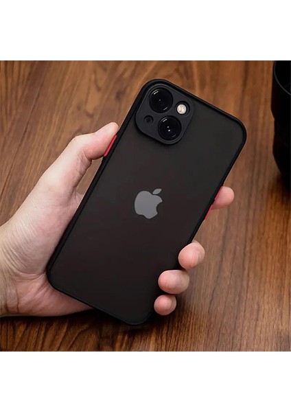 Apple iPhone 14  Kılıf 3D Kamera Korumalı Arkası Mat Kenarları Renkli Smoke Case