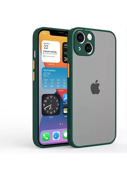 Apple iPhone 14  Kılıf 3D Kamera Korumalı Arkası Mat Kenarları Renkli Smoke Case