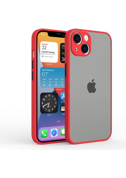 Apple iPhone 14 Kılıf 3D Kamera Korumalı Arkası Mat Kenarları Renkli Smoke Case