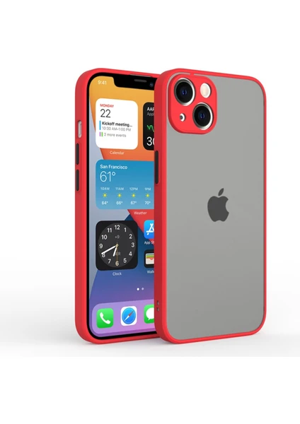 Apple iPhone 14  Kılıf 3D Kamera Korumalı Arkası Mat Kenarları Renkli Smoke Case