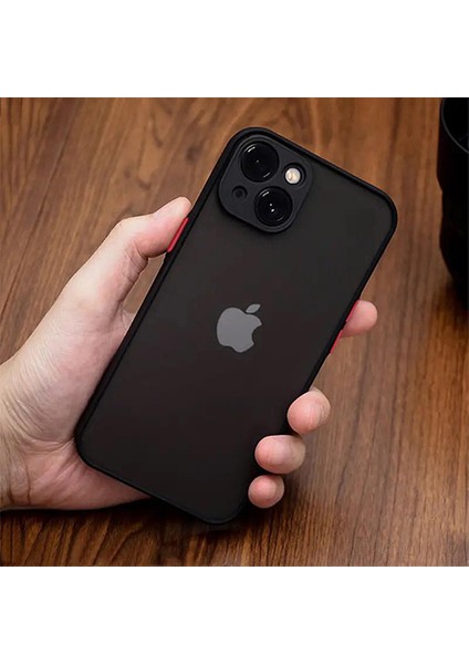 Apple iPhone 13 Kılıf 3D Kamera Korumalı Arkası Mat Kenarları Renkli Smoke Case