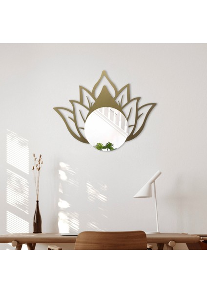 Gold Lotus Çiçeği Desenli Duvar Aynası - Şık Ve Modern Tasarım - Lotus