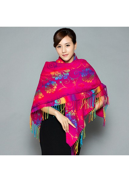 Sonbahar ve Kış Eşarp Şal Çift Amaçlı Tüm Maç Kalın Kadın Kare Eşarp (Yurt Dışından)