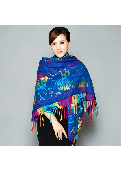 Sonbahar ve Kış Eşarp Şal Çift Amaçlı Tüm Maç Kalın Kadın Kare Eşarp (Yurt Dışından)