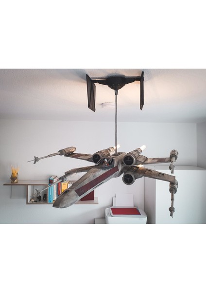 Star Wars x Wing Uzay Gemisi Dekor Futuristic Avize (Ampül Dahil 70 cm Boy)