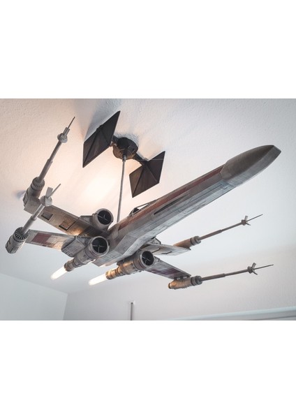 Star Wars x Wing Uzay Gemisi Dekor Futuristic Avize (Ampül Dahil 70 cm Boy)