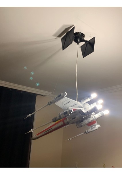 Star Wars x Wing Uzay Gemisi Dekor Futuristic Avize (Ampül Dahil 70 cm Boy)