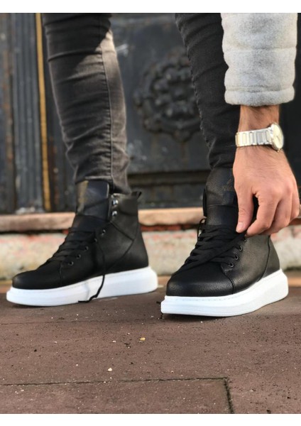 Yüksek Taban Ayakkabı B-080 Siyah (Beyaz Taban) fiyatları