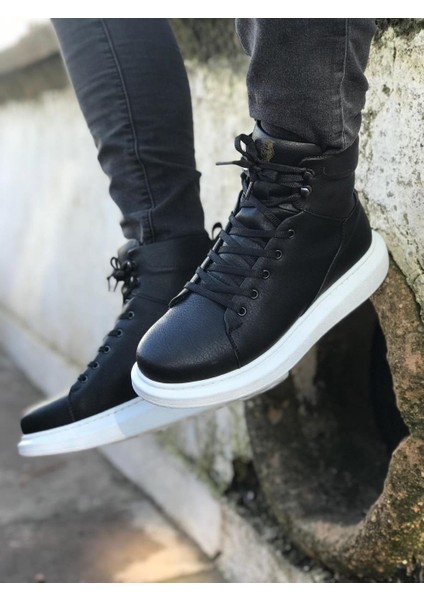 Yüksek Taban Ayakkabı B-080 Siyah (Beyaz Taban) modelleri