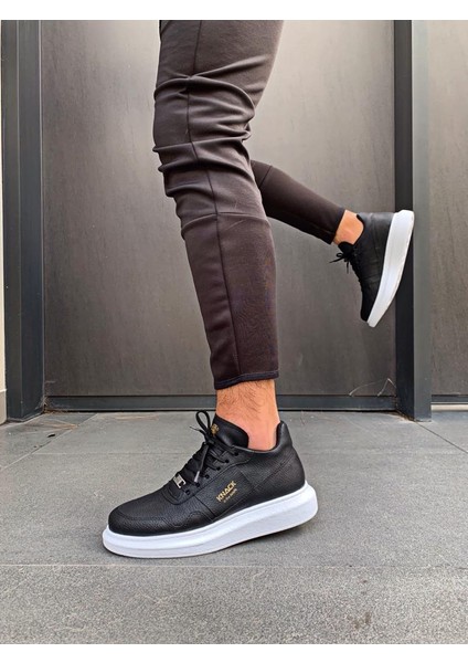 Yüksek Taban Günlük Ayakkabı 040 Siyah (Beyaz Taban)