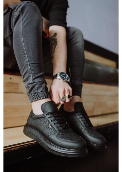 Yüksek Taban Günlük Ayakkabı 042 Siyah (Siyah Taban) fiyatları