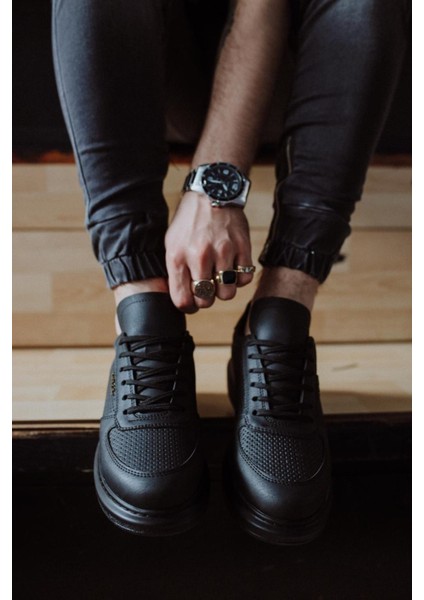 Yüksek Taban Günlük Ayakkabı 042 Siyah (Siyah Taban) fırsatları