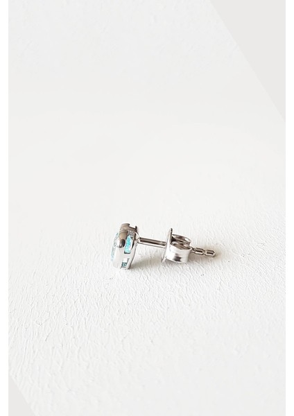 Tekli Ithal Mini Fancy Kesim Aqua Kalb Gümüş Küpe fırsatları