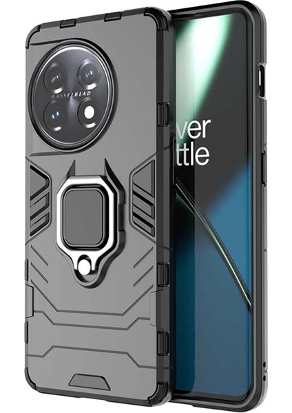 Oneplus 11 Global Batman Serisi Yüzük Standlı Armor Kılıf - Siyah AL3349