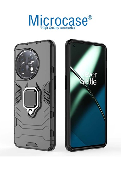 Oneplus 11 Global Batman Serisi Yüzük Standlı Armor Kılıf - Siyah AL3349