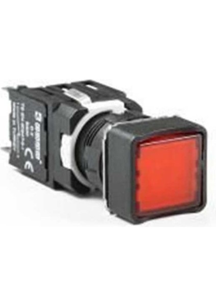 D200KDK D Serisi Plastik 1nc Yaylı Kare Düz Kırmızı 16 mm Buton
