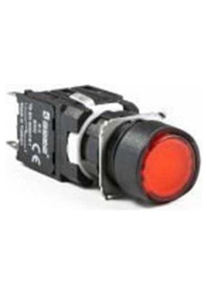 D200YDK D Serisi Plastik 1nc Yaylı Yuvarlak Düz Kırmızı 16 mm Buton