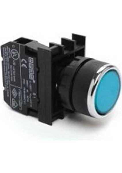 B100DM B Serisi Plastik 1no Yaylı Düz Mavi 22 mm Buton