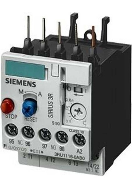 3RU1116-1EB0 Sirius Termik Röle- Faz Korumalı- 60ºc Pano Içi Sıcaklığa Uygun- El-Otomatik Konumlu- 1