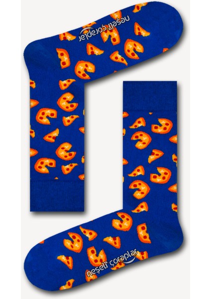 Pizzalar Mavi Renkli Erkek Çorap