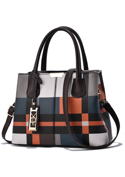 Kadın Çantası 2023 Yeni Büyük Ölçekli Izgara Kadın Çantası Büyük Kapasiteli Yüksek Kaliteli Doku Moda Trendi Rahat Omuzdan Askili Çanta Çanta Askılı Çanta Trendi (Yurt Dışından)