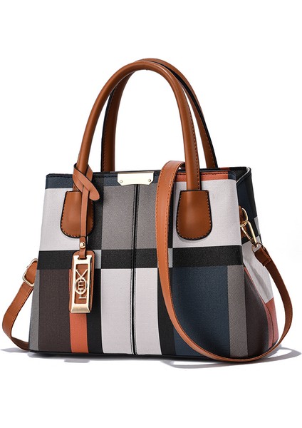 Kadın Çantası 2023 Yeni Büyük Ölçekli Izgara Kadın Çantası Büyük Kapasiteli Yüksek Kaliteli Doku Moda Trendi Rahat Omuzdan Askili Çanta Çanta Askılı Çanta Trendi (Yurt Dışından)