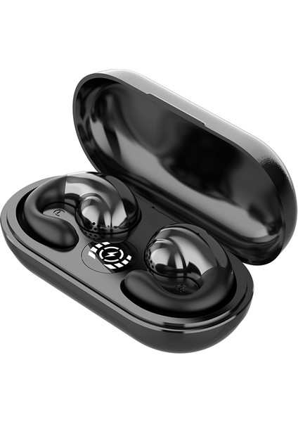 T20B Kemik Iletim Bluetooth 5.3 Kulaklık Kulak Klipsi Küpe Kablosuz Mikrofonlu Kulaklıklar Çağrı Dokunmatik Kontrol Spor Kulaklıklar (Yurt Dışından)