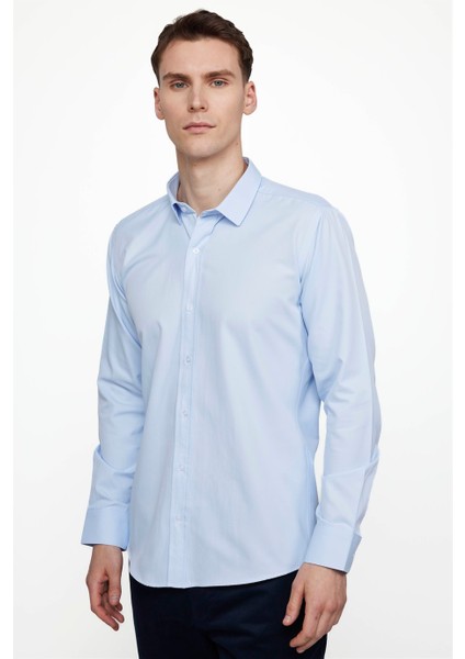 Modern Slim Fit Düz Erkek Gömlek