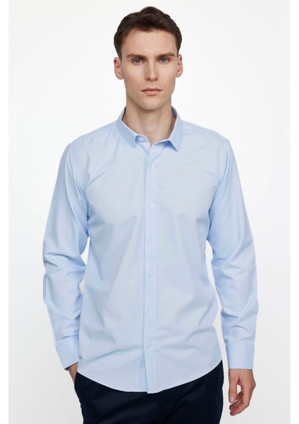 Modern Slim Fit Düz Erkek Gömlek