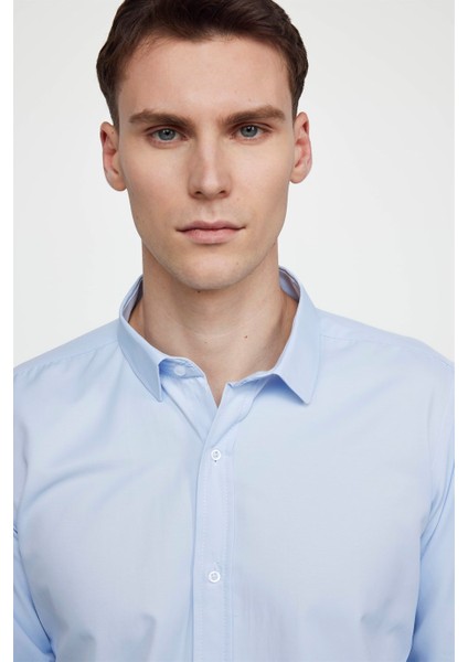 Modern Slim Fit Düz Erkek Gömlek
