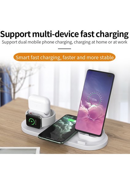 Kablosuz Şarj Istasyonu 4'ü 1 Arada Şarj Baz Istasyonu iPhone 14/13/12/11/8 Tüm Qi Telefonları Apple Kulaklık Iwatch Ultra 8 7 6 5 4 3 2 1 (Yurt Dışından) fiyatları