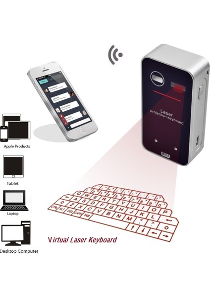 Happy World Shopping Taşınabilir Bluetooth Sanal Lazer Klavye Kablosuz Projektör Klavye Fare Işlevi ile iphone Tablet Bilgisayar Telefon (Yurt Dışından)