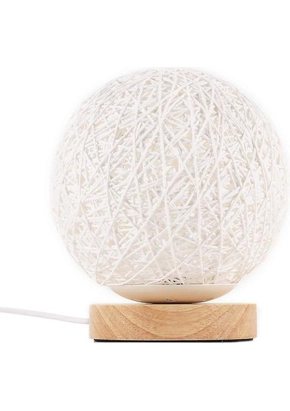 Lambalar LED Ahşap Masa Lambası Yaratıcı Ahşap Rattan Küresel Top Başucu Gece Işığı H -Knit (Yurt Dışından)