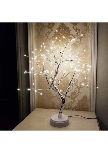 108 LED USB Masa Lambası Bakır Tel Noel Yangın Ağacı Gece Lambası Masa Lambası Ev Masaüstü Dekorasyon Noel Dekorasyon (108 Işıklar Pembe) (Yurt Dışından)