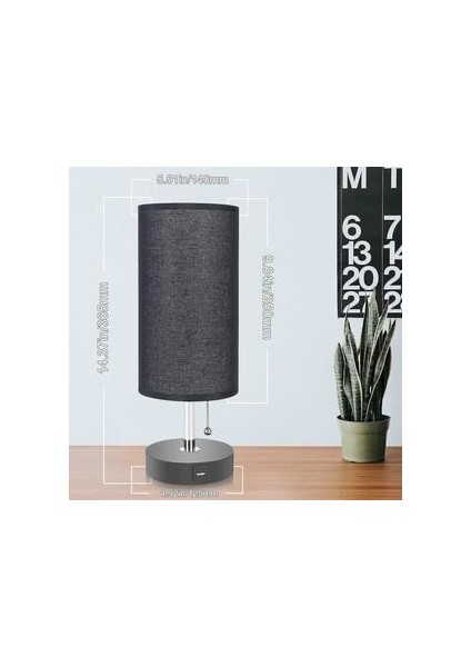 Lambalar Siyah Masa Lambası USB Şarj Limanı Başucu Gecelik Lamba Siyah Kumaş Abajur (Yurt Dışından) fırsatları