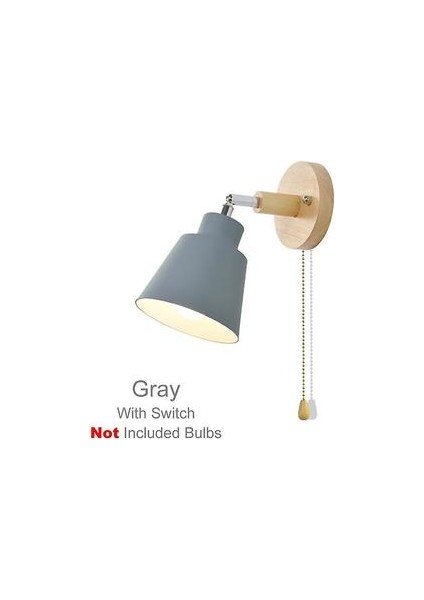 Nordic Kapalı Ahşap Duvar Lambası BEDSIDEE27 Aplik Duvar Işık Yatak Odası Koridor Için 4 Renk Zip Anahtarı Serbest Döndürülebilir (Gri) (Yurt Dışından) modelleri