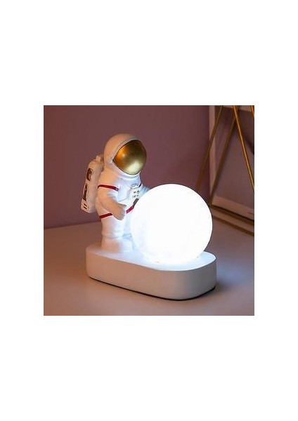 Modern Astronot Masa Lambası Art Deco Reçine Lamba Masa Yatak Odası Lamba Yaratıcı Oturma Odası Loft Dekorasyon Uzay Adam Masa Işık LED (Pil Altın) (Yurt Dışından)