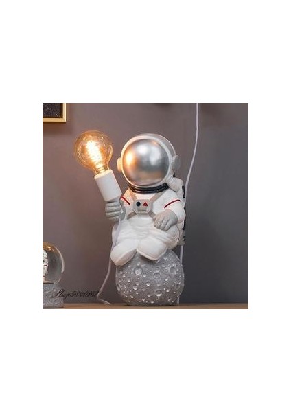 Modern Astronot Masa Lambası Art Deco Reçine Lamba Masa Yatak Odası Lamba Yaratıcı Oturma Odası Loft Dekorasyon Uzay Adam Masa Işık LED (Pil Altın) (Yurt Dışından)