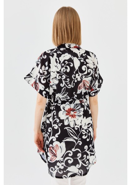 Kadın Beli Bağcıklı Cepli Uzun Gömlek Siyah fırsatları