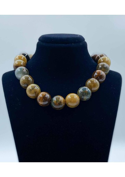 Peterside Jasper Doğal Taş Kolye 14 mm Küre Kesim