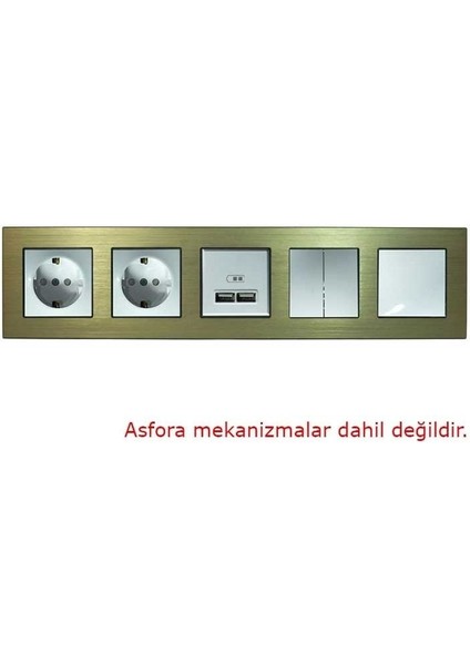 Asfir Schneider Asfora Serisine Özel Beşli Bronz Alüminyum Anahtar Priz Çerçevesi fiyatları