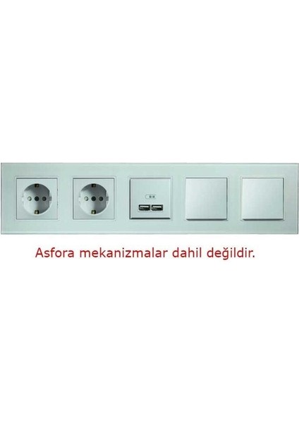 Asfir Schneider Asfora Serisine Özel Beşli Beyaz Pleksiglas Anahtar Priz Çerçevesi fiyatları